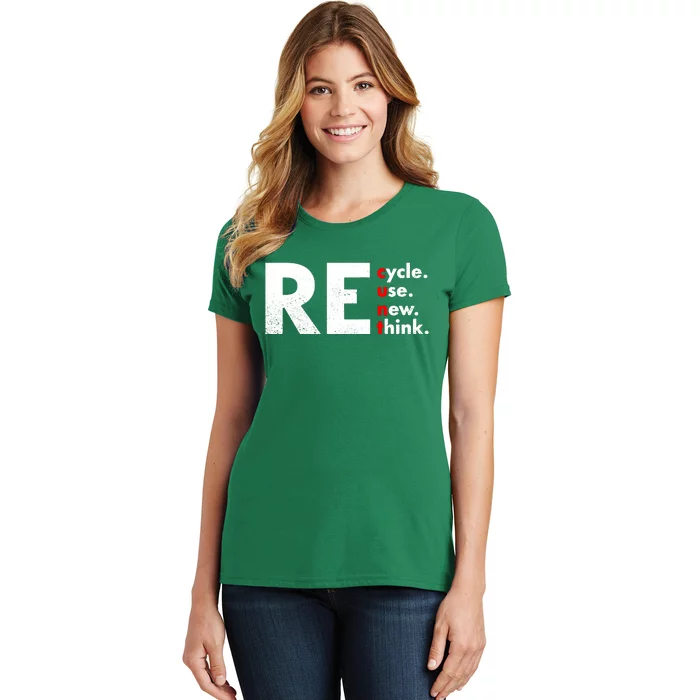 Recycle Reuse Renew Rethink Crisis Environmental Activism Women's T-Shirt