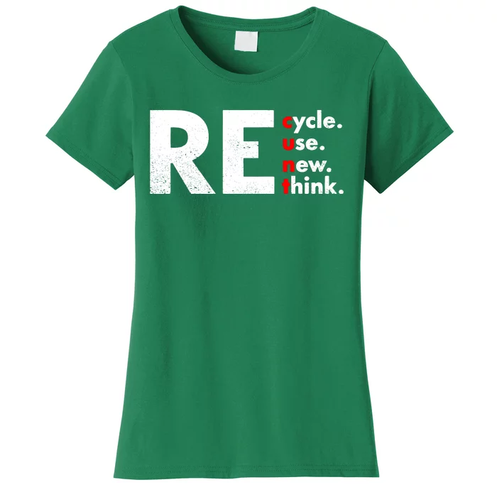 Recycle Reuse Renew Rethink Crisis Environmental Activism Women's T-Shirt