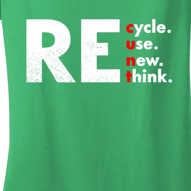 Recycle Reuse Renew Rethink Crisis Environmental Activism Women's V-Neck T-Shirt