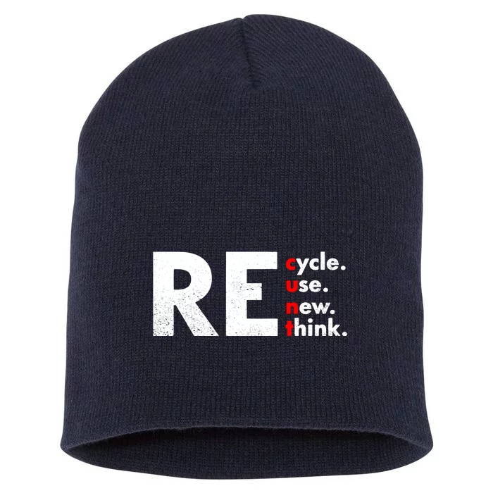 Recycle Reuse Renew Rethink Crisis Environmental Activism Short Acrylic Beanie