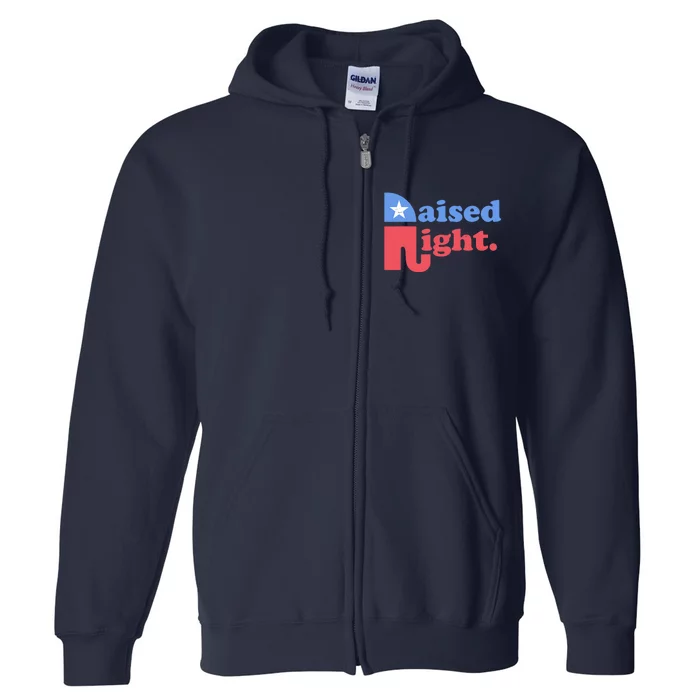 Raised Right Republican Elephant Retro Style Distressed Gift Full Zip Hoodie