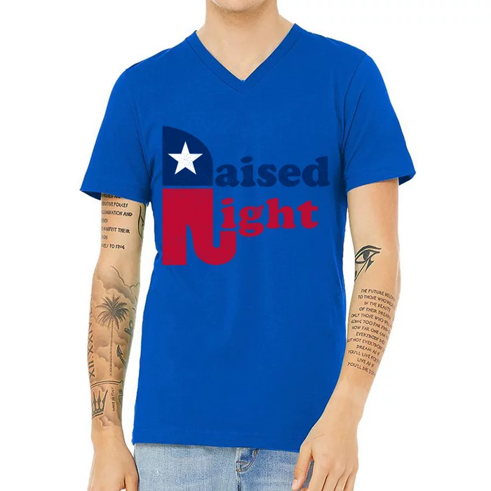 Raised Right Republican Elephant Retro Style Patriotic Gift Cute Gift V-Neck T-Shirt