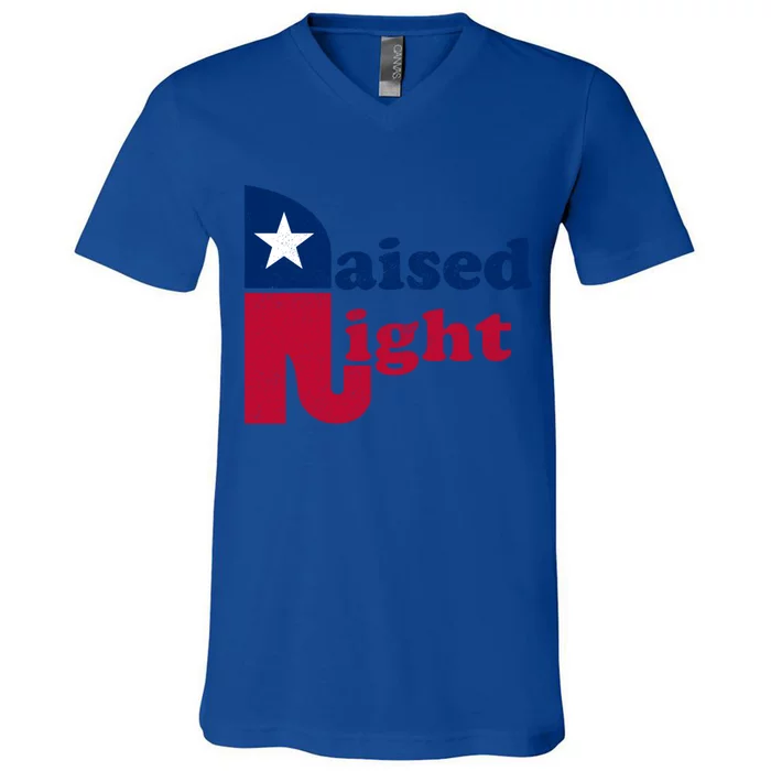 Raised Right Republican Elephant Retro Style Patriotic Gift Cute Gift V-Neck T-Shirt