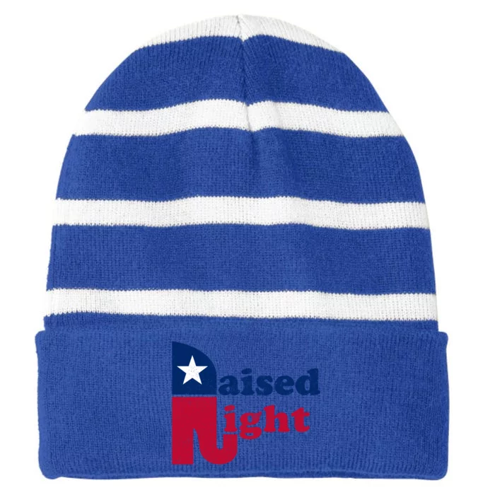 Raised Right Republican Elephant Retro Style Patriotic Gift Cute Gift Striped Beanie with Solid Band