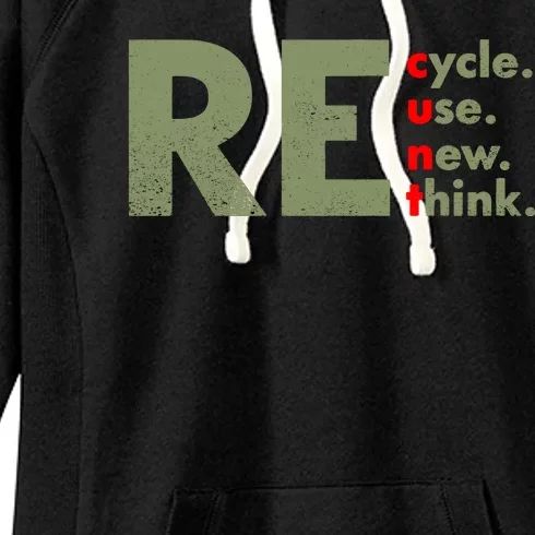 Recycle Reuse Renew Rethink Crisis Environmental Activism Women's Fleece Hoodie