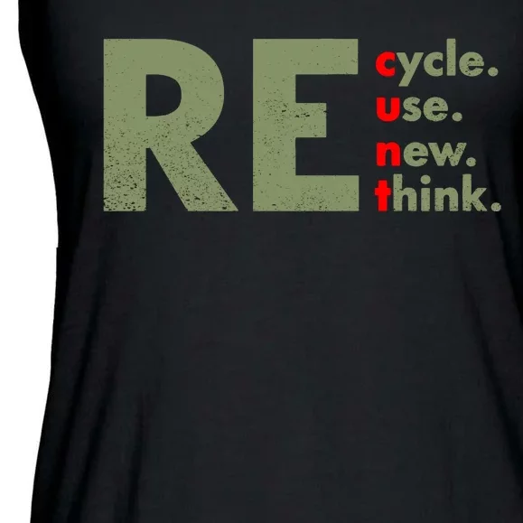 Recycle Reuse Renew Rethink Crisis Environmental Activism Ladies Essential Flowy Tank