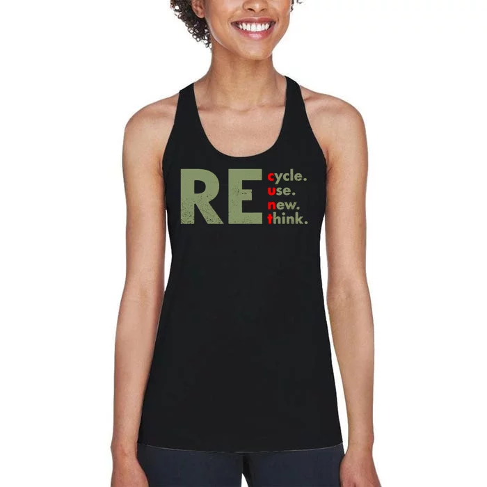 Recycle Reuse Renew Rethink Crisis Environmental Activism Women's Racerback Tank