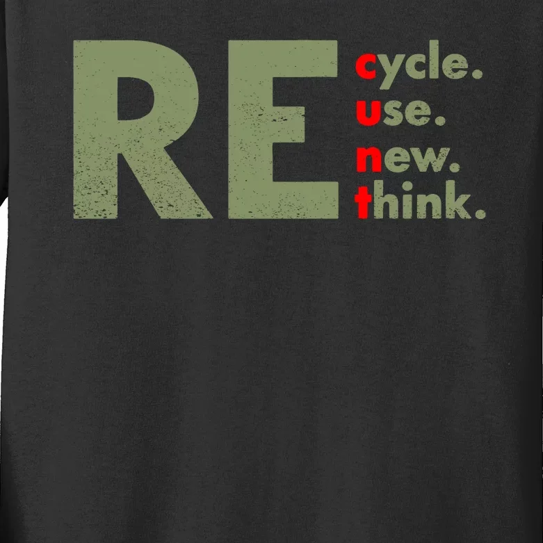 Recycle Reuse Renew Rethink Crisis Environmental Activism Kids Long Sleeve Shirt