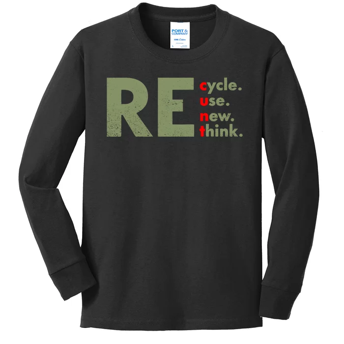 Recycle Reuse Renew Rethink Crisis Environmental Activism Kids Long Sleeve Shirt