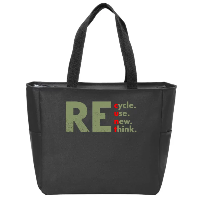 Recycle Reuse Renew Rethink Crisis Environmental Activism Zip Tote Bag