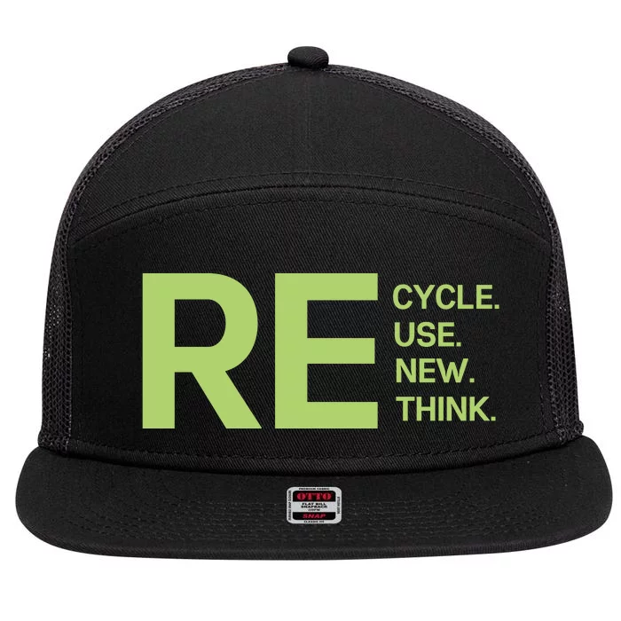 Recycle Reuse Renew Rethink 7 Panel Mesh Trucker Snapback Hat