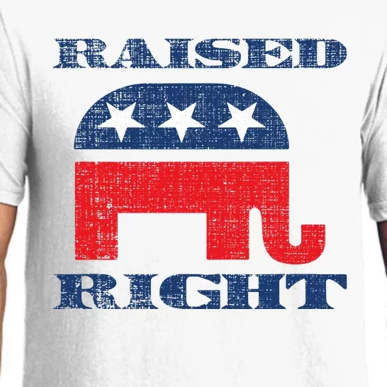 Raised Right Republican Elephant Retro Style Distressed Gift Pajama Set