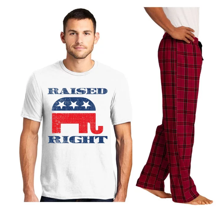 Raised Right Republican Elephant Retro Style Distressed Gift Pajama Set