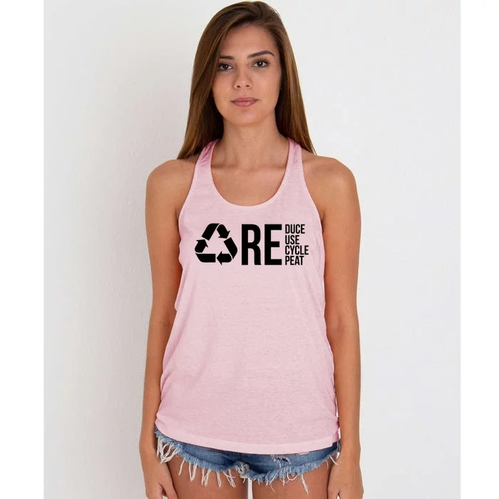 Reduce Reuse Recycle Recycling Cool Earth Day Lovers Gift Women's Knotted Racerback Tank