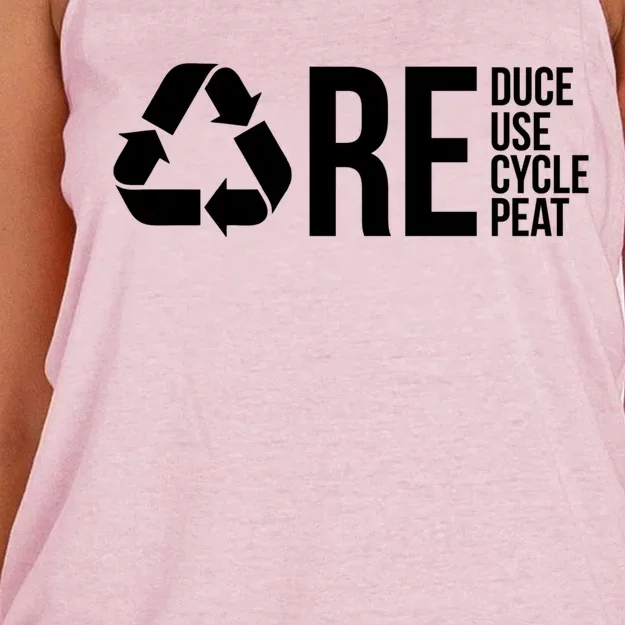 Reduce Reuse Recycle Recycling Cool Earth Day Lovers Gift Women's Knotted Racerback Tank