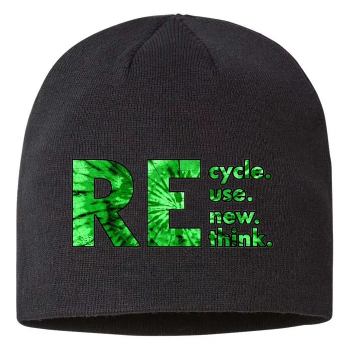 Recycle Reuse Renew Rethink Tie Dye Crisis Environmental Activism 8 1/2in Sustainable Knit Beanie