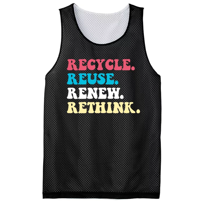 Recycle Reuse Renew Rethink Mesh Reversible Basketball Jersey Tank