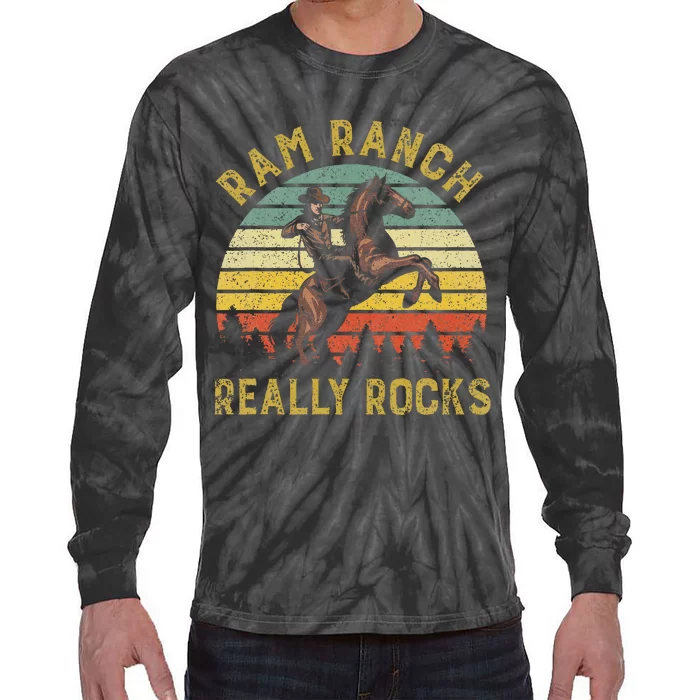 Ram Ranch Really Rocks Vintage Western Cowboy Country Lover Tie-Dye Long Sleeve Shirt