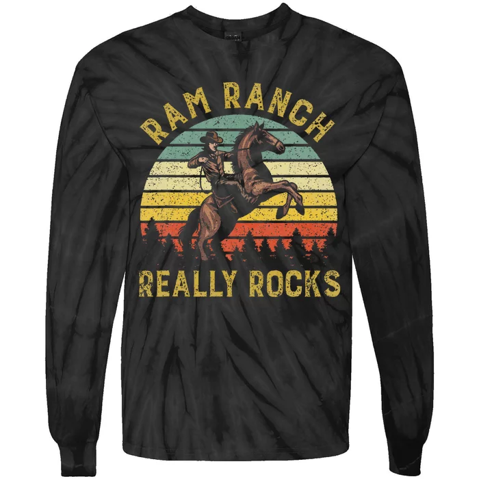 Ram Ranch Really Rocks Vintage Western Cowboy Country Lover Tie-Dye Long Sleeve Shirt