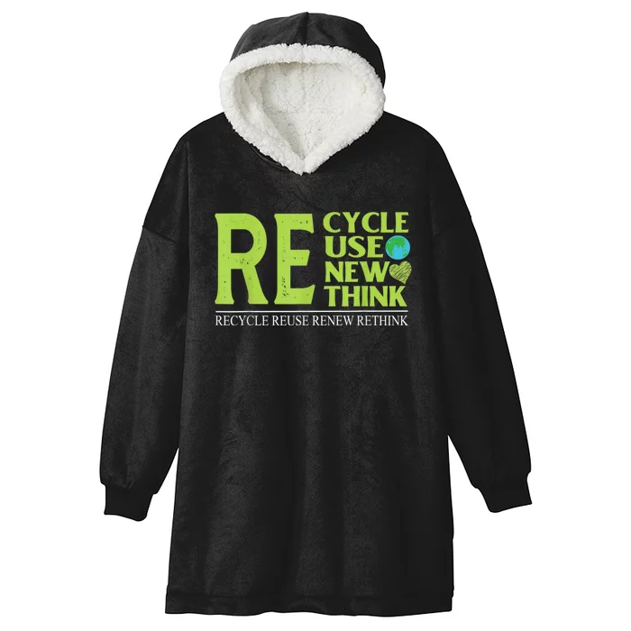 Recycle Reuse Renew Rethink Crisis Environmental Activism Hooded Wearable Blanket