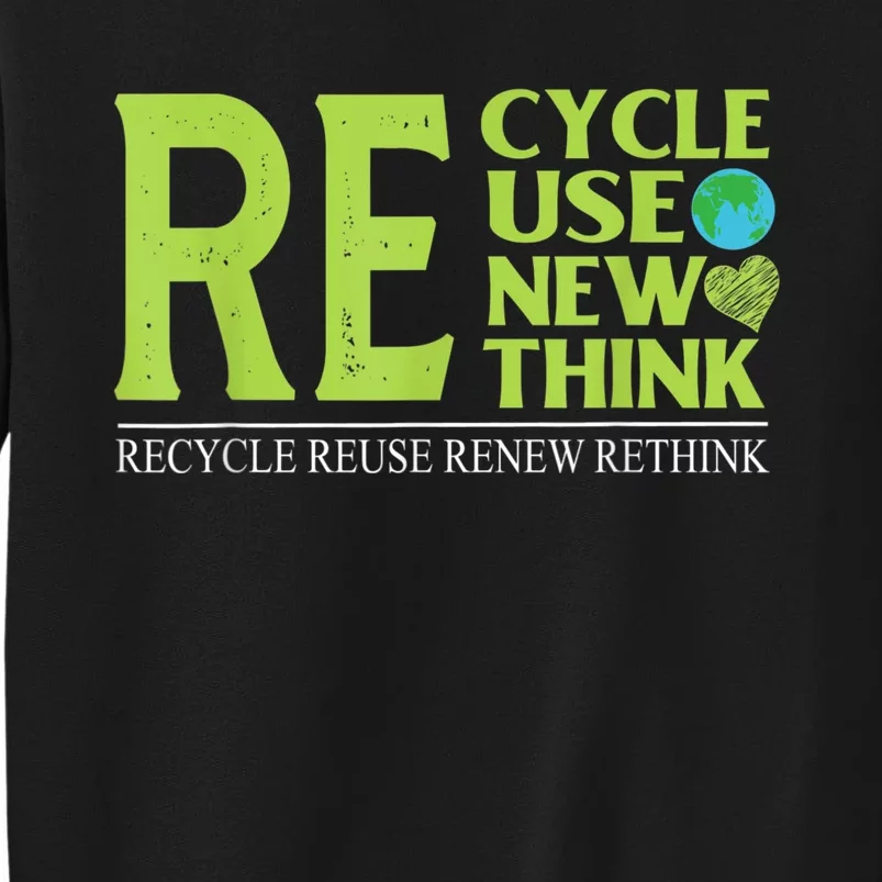 Recycle Reuse Renew Rethink Crisis Environmental Activism Tall Sweatshirt