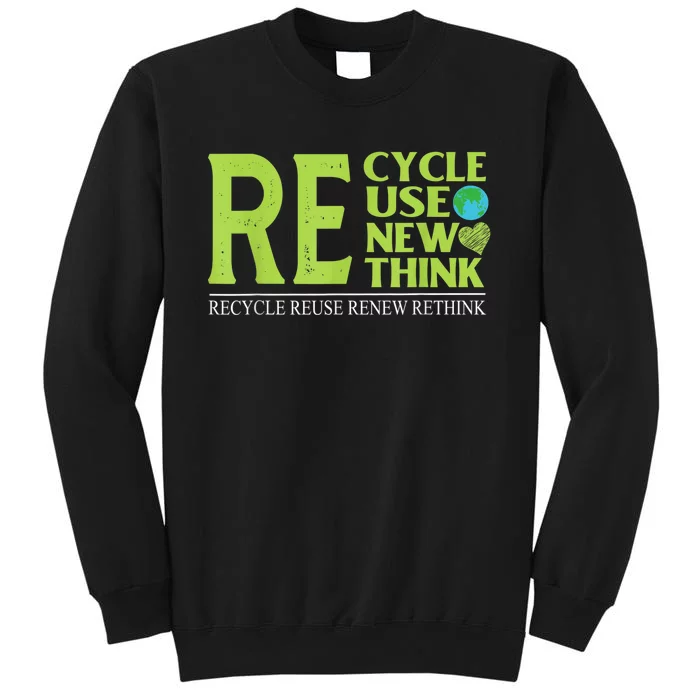 Recycle Reuse Renew Rethink Crisis Environmental Activism Tall Sweatshirt