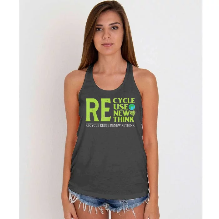 Recycle Reuse Renew Rethink Crisis Environmental Activism Women's Knotted Racerback Tank