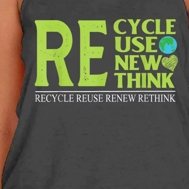 Recycle Reuse Renew Rethink Crisis Environmental Activism Women's Knotted Racerback Tank