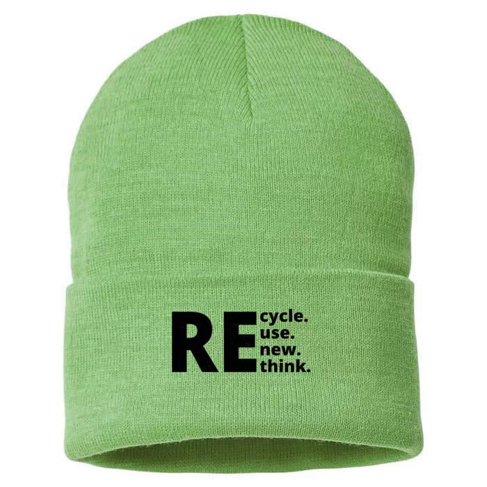 Recycle Reuse Renew Rethink Sustainable Knit Beanie