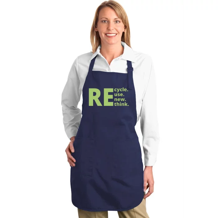 Recycle Reuse Renew Rethink Full-Length Apron With Pocket