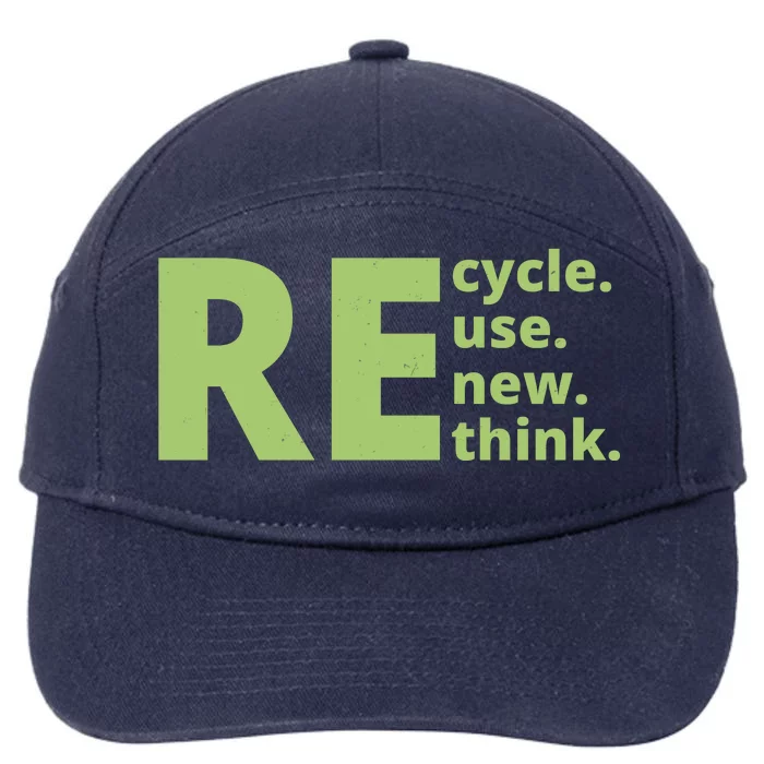 Recycle Reuse Renew Rethink 7-Panel Snapback Hat