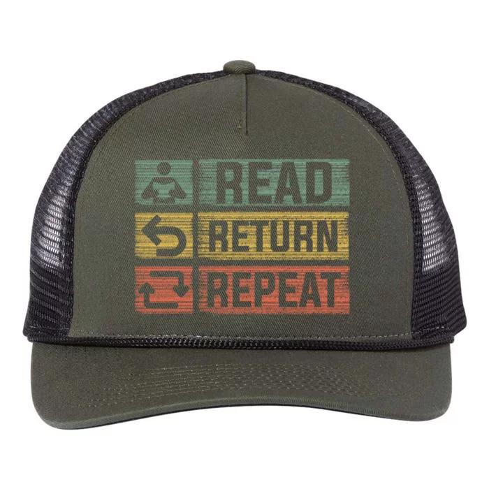 Read Return Repeat Funny Library Librarian Meaningful Gift Retro Rope Trucker Hat Cap