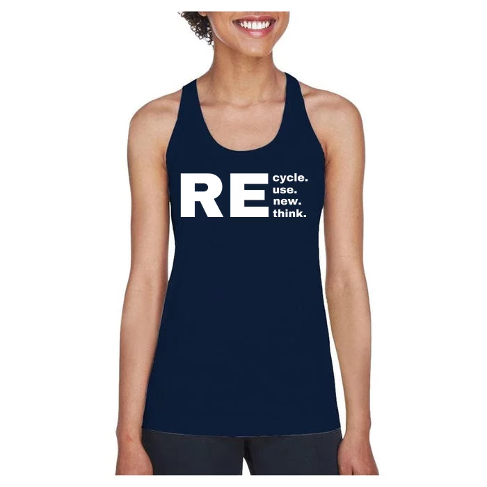 Recycle Reuse Renew Rethink Crisis Environmental Activism Earth Day Women's Racerback Tank