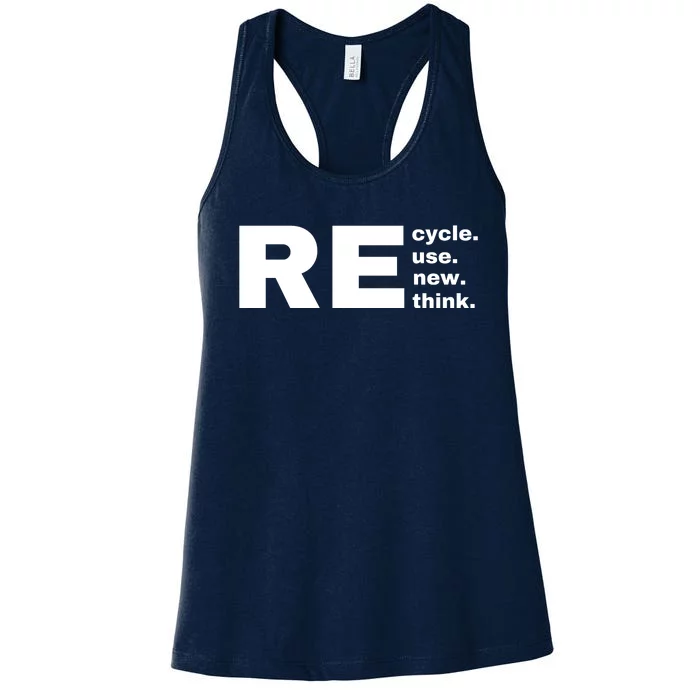 Recycle Reuse Renew Rethink Crisis Environmental Activism Earth Day Women's Racerback Tank