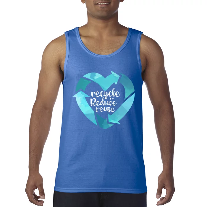 Recycle Reduce Reuse: Plastic Recycling Heart Earth Day Gift Great Gift Tank Top