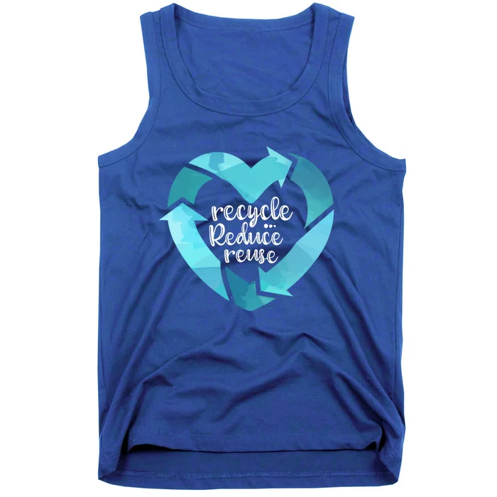 Recycle Reduce Reuse: Plastic Recycling Heart Earth Day Gift Great Gift Tank Top