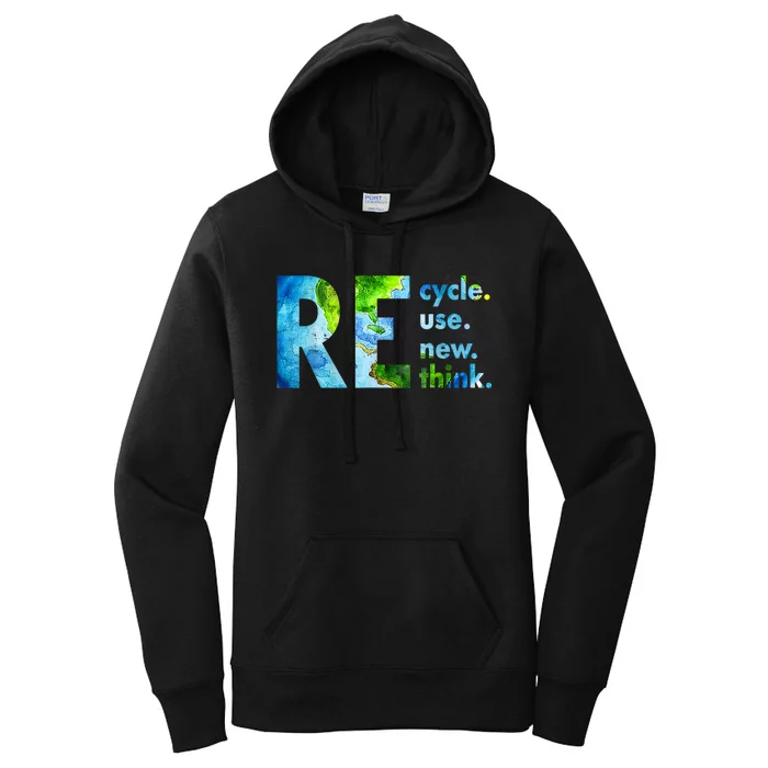 Recycle Reuse Renew Rethink Earth Day Environmental Activism Women's Pullover Hoodie