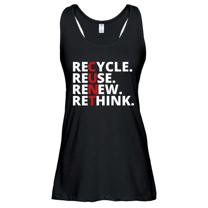 Recycle Reuse Renew Rethink Crisis Environmental Activism Earth Day Ladies Essential Flowy Tank