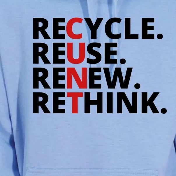 Recycle Reuse Renew Rethink Crisis Environmental Activism Earth Day Unisex Surf Hoodie