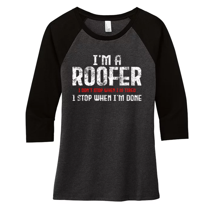 Roofer Roofing Women's Tri-Blend 3/4-Sleeve Raglan Shirt