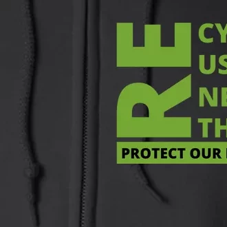 Recycle Reuse Renew Rethink Protect Our Planet Earth Day Full Zip Hoodie