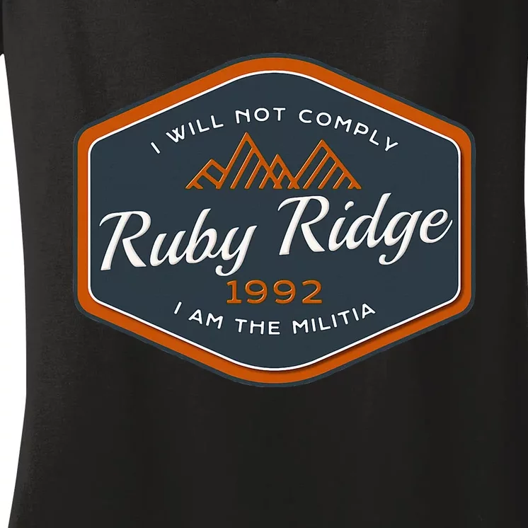 Remember Ruby Ridge 1992. I Will Not Comply Women's V-Neck T-Shirt