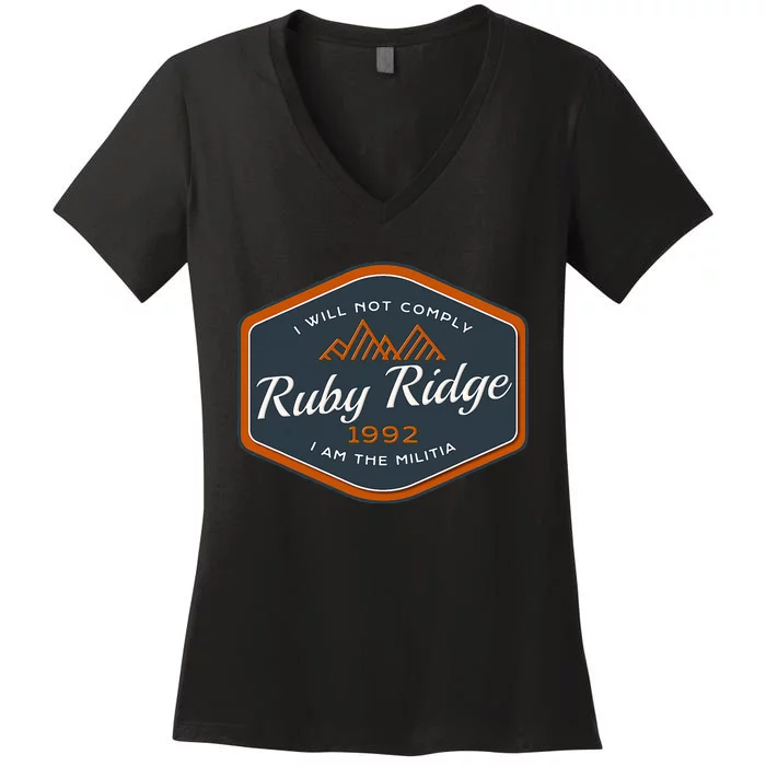 Remember Ruby Ridge 1992. I Will Not Comply Women's V-Neck T-Shirt