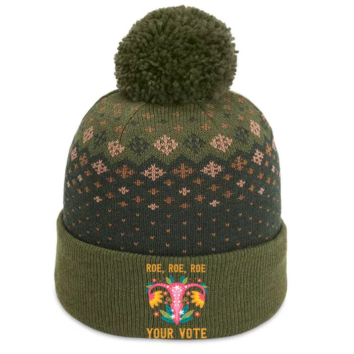 Roe Roe Roe Your Vote Floral Feminist Flowers The Baniff Cuffed Pom Beanie