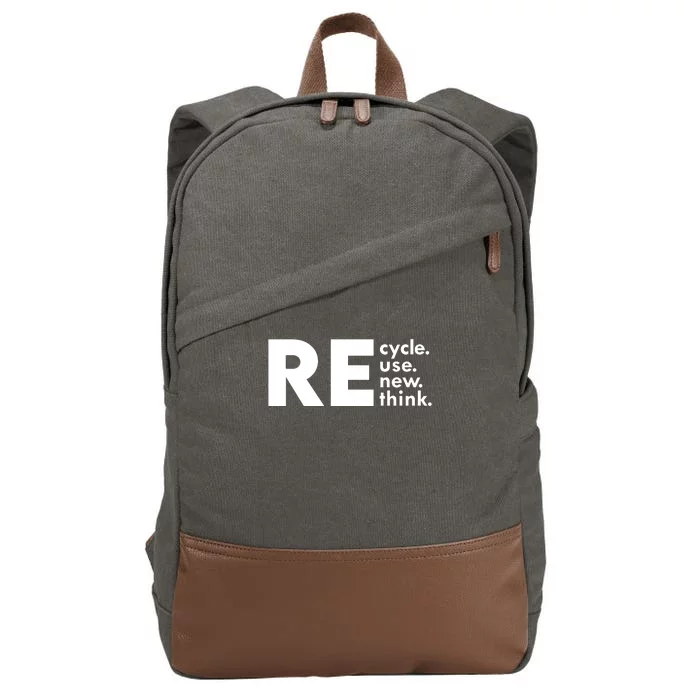 Recycle Reuse Renew Rethink Crisis Environmental Activism Cotton Canvas Backpack