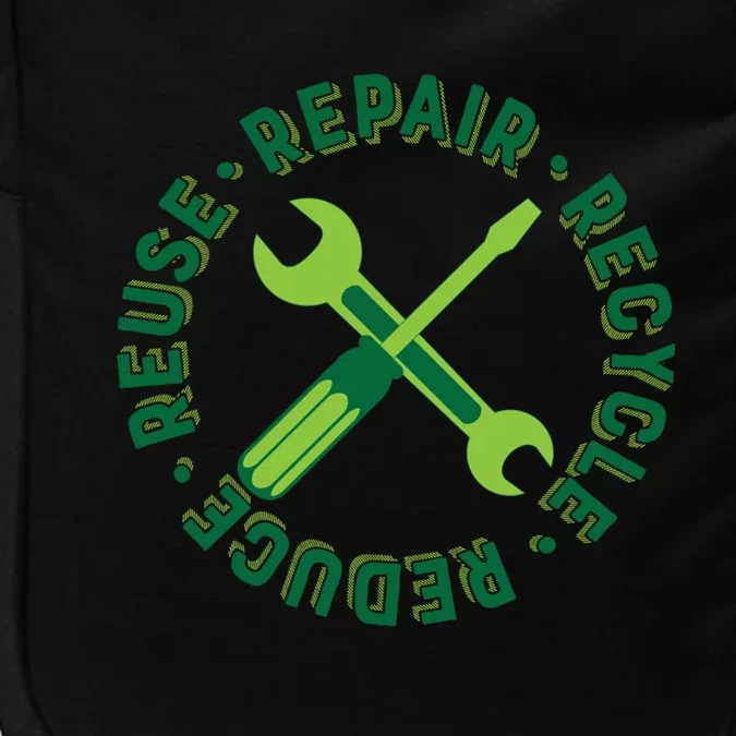 Recycle Reduce Reuse Repair Green Tool Logo Gift Impact Tech Backpack