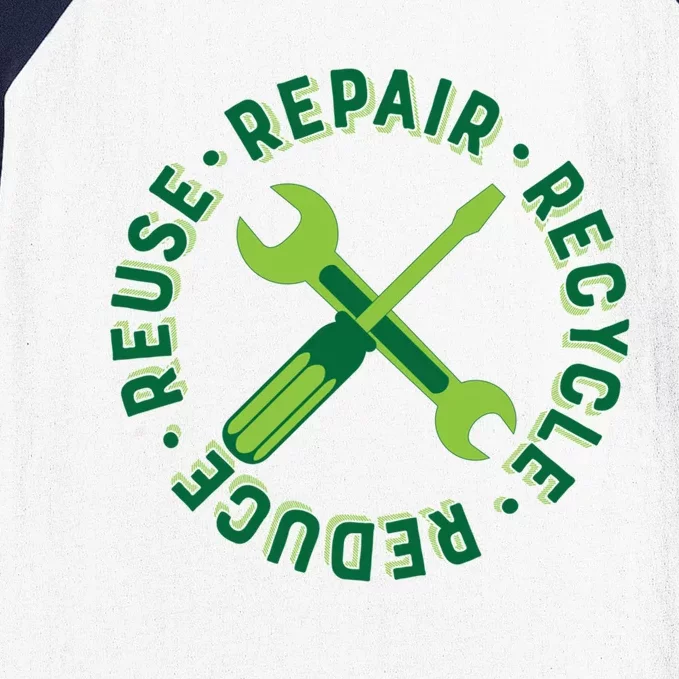 Recycle Reduce Reuse Repair Green Tool Logo Gift Baseball Sleeve Shirt