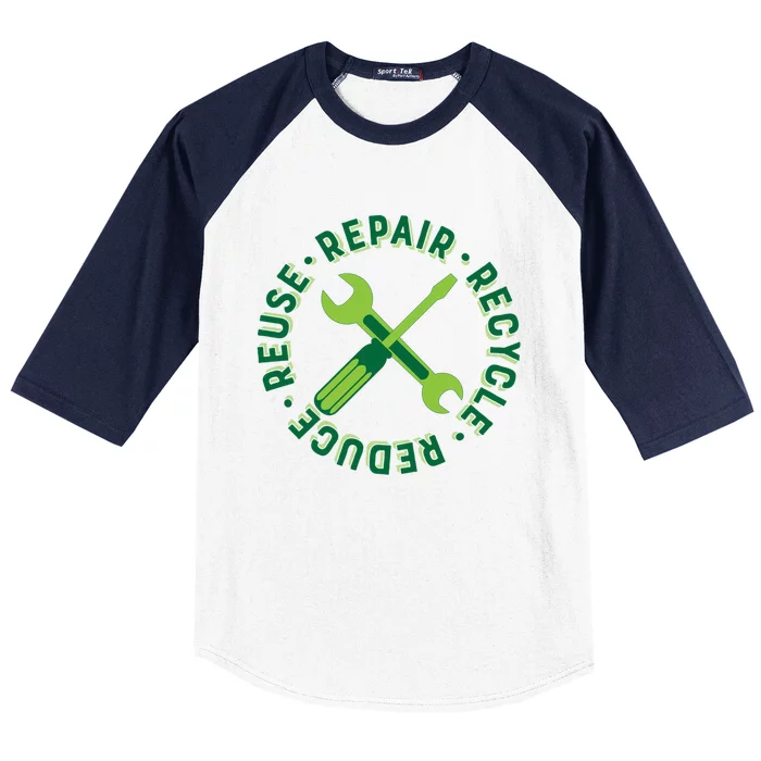 Recycle Reduce Reuse Repair Green Tool Logo Gift Baseball Sleeve Shirt