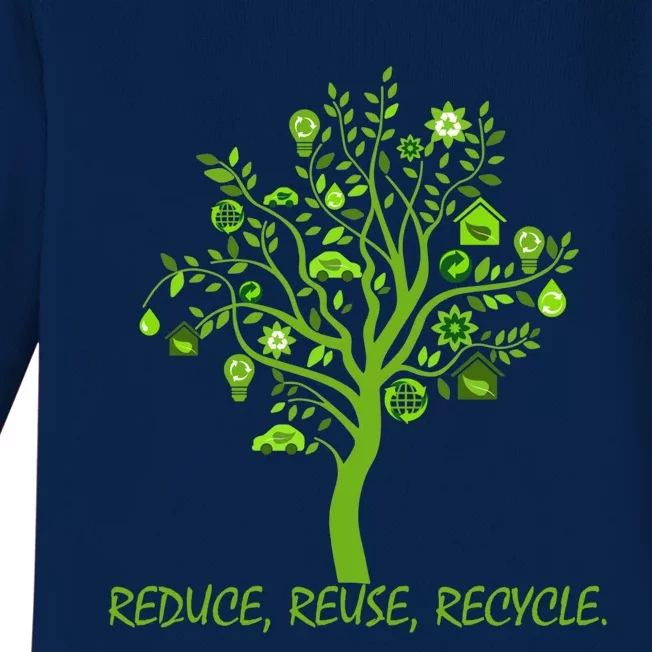 Recycle Reduce Reuse Earth Day Save Planet Gift Baby Long Sleeve Bodysuit