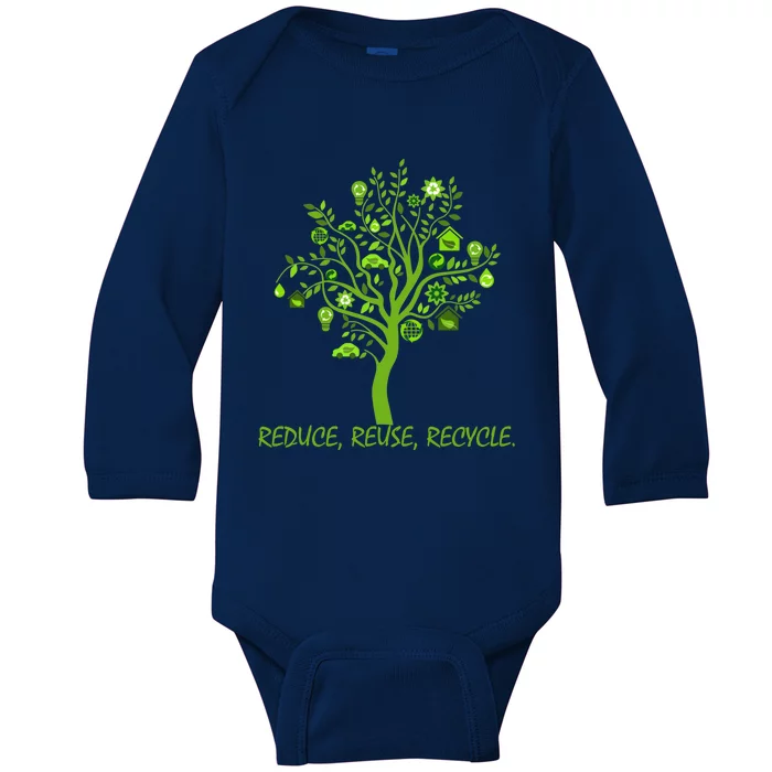 Recycle Reduce Reuse Earth Day Save Planet Gift Baby Long Sleeve Bodysuit